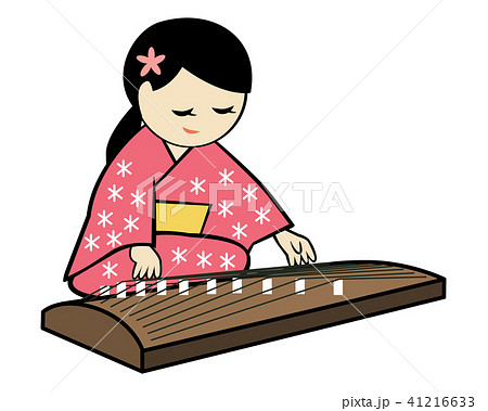 琴を弾く女性のイラスト素材
