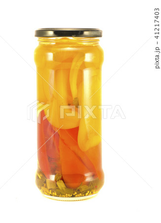 Canned sweet red and yellow pepper isolated Canned sweet red and yellow pepper isolated 41217403
