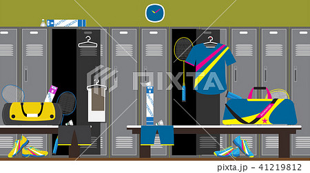 Interior of a gym locker room. flat style. Interior of a gym locker room. flat style. 41219812