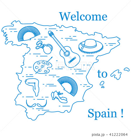 various symbols of Spain arranged in a circle 41222064
