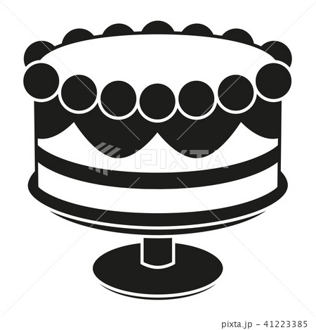 Black And White Birthday Cake On Stand Silhouetteのイラスト素材