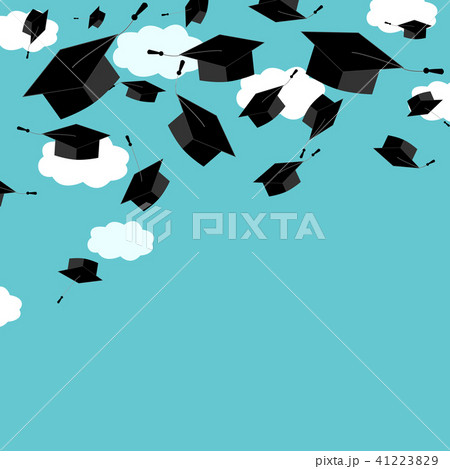 Graduate caps on the blue sky background 41223829
