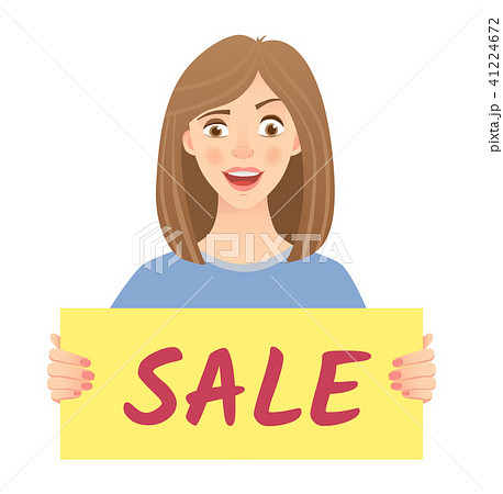 woman holding sign sale 41224672