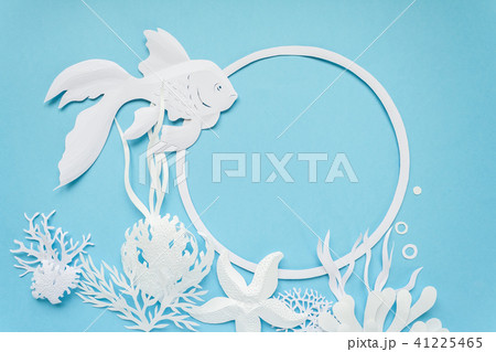 Underwater landscape. The ocean and the undersea world with different inhabitants, corals and 41225465