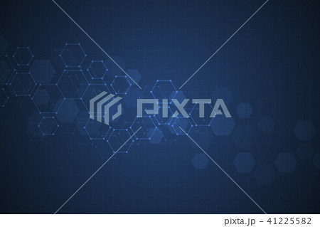 Science background with hexagons design. Geometric abstract background with molecular structure. 41225582