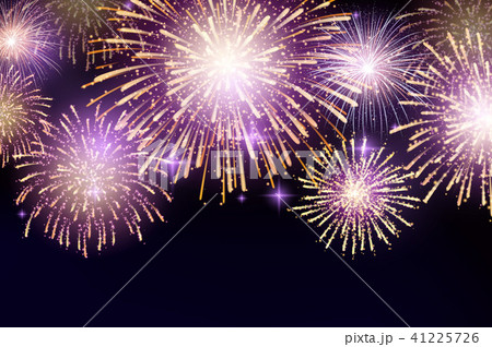 Vector Brightly Colorful Fireworks on night sky background 41225726