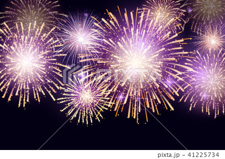 Vector Brightly Colorful Fireworks on night sky background 41225734