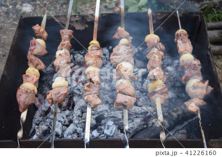 Barbecue Grilled pork kebabs 41226160