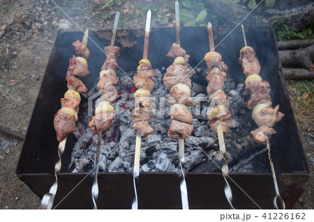Barbecue Grilled pork kebabs 41226162