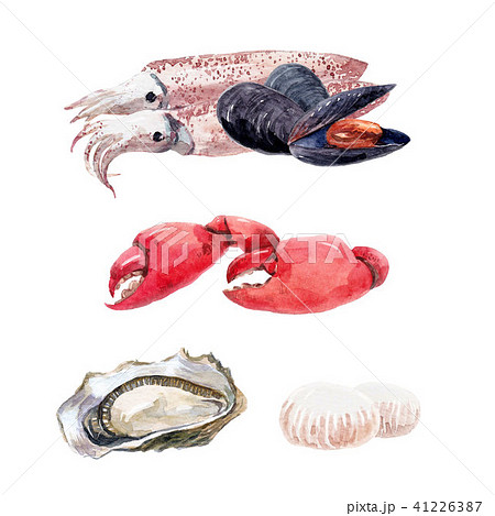 Watercolor sea food set Watercolor sea food set 41226387