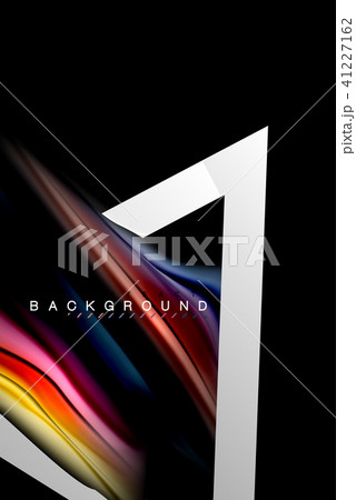 Liquid fluid colors holographic design with metallic style line shape 41227162