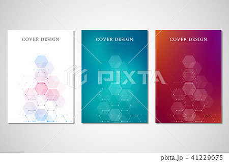 Cover or brochure design with geometric abstract background. Hexagons design for medical, science 41229075
