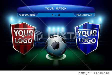 Football team with scoreboard on green field. Football team with scoreboard on green field. 41230238