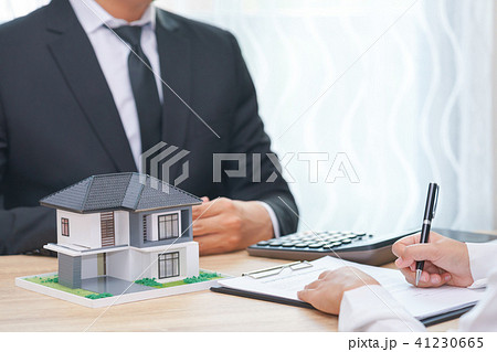 customer sign loan contract - businessman waiting. customer sign loan contract - businessman waiting. 41230665