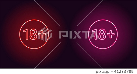 Neon icon of Age limit for Under 18 41233789