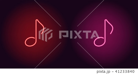 Neon icon of Red and Pink Musical Note 41233840