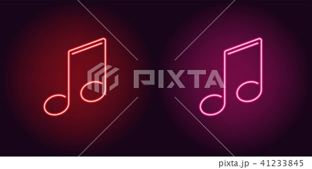Neon icon of Red and Pink Musical Note 41233845