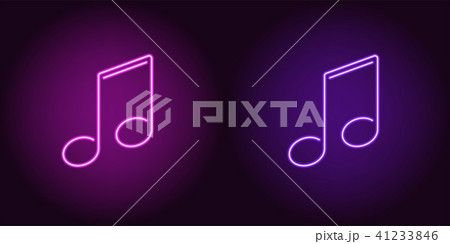 Neon icon of Purple and Violet Musical Note 41233846