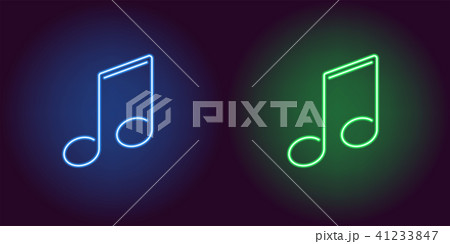 Neon icon of Blue and Green Musical Note 41233847