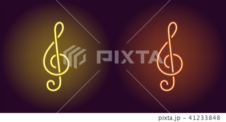 Neon icon of yellow and Orange Musical Note 41233848