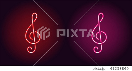 Neon icon of Red and Pink Musical Note 41233849