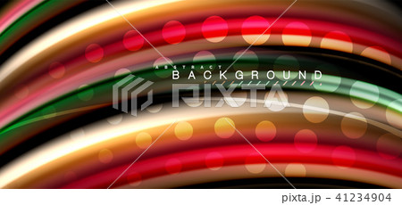 Multicolored wave lines on black background design 41234904