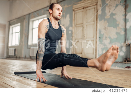 Yoga standing on hands, balance and press training Yoga standing on hands, balance and press training 41235472