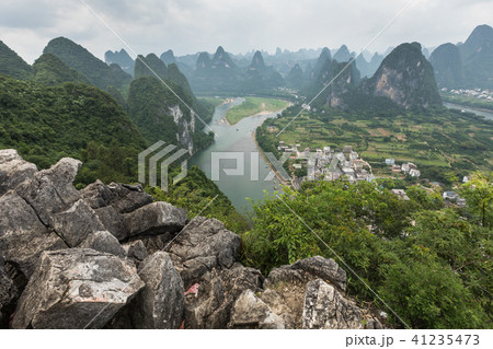 Landscape of Guilin, Li River and Karst mountains. Landscape of Guilin, Li River and Karst mountains. 41235473