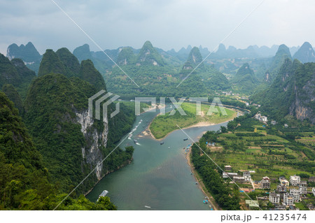 Landscape of Guilin, Li River and Karst mountains. Landscape of Guilin, Li River and Karst mountains. 41235474