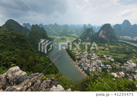 Landscape of Guilin, Li River and Karst mountains. Landscape of Guilin, Li River and Karst mountains. 41235475