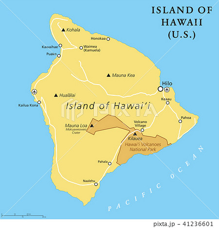 Political Map Of Hawaii Island Of Hawaii, Big Island, Political Map - Stock Illustration [41236601]  - Pixta