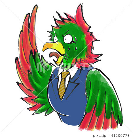 アニマル社員　インコ　驚き　びっくり 41236773