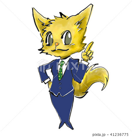 アニマル社員　狐　キツネ　案内　指さし 41236775