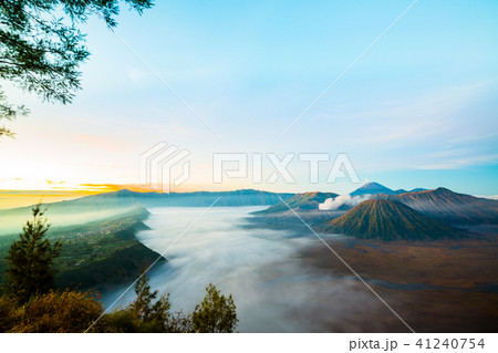 Mount Bromo with mist during sunrise Mount Bromo with mist during sunrise 41240754