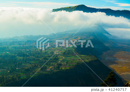 Village near Mount Bromo with mist during sunrise 41240757