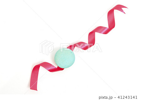 Valentine's blue macaron with pink ribbon 41243141