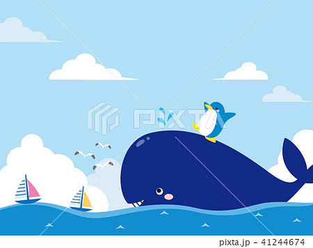 クジラとペンギンのイラストのイラスト素材 41244674 Pixta