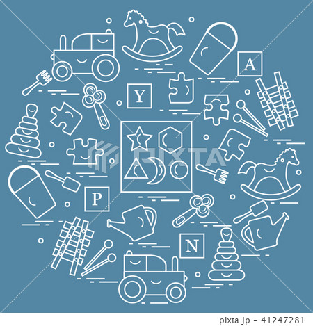 variety of children's toys arranged in a circle 41247281
