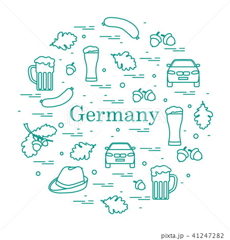 various symbols of Germany arranged in a circle 41247282