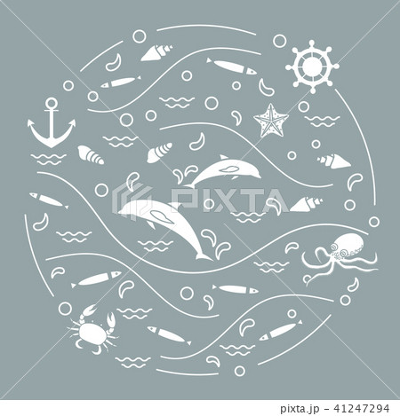 dolphins, octopus, fish, anchor, helm, waves, dolphins, octopus, fish, anchor, helm, waves, 41247294