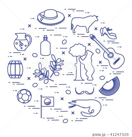 various symbols of Spain arranged in a circle various symbols of Spain arranged in a circle 41247320