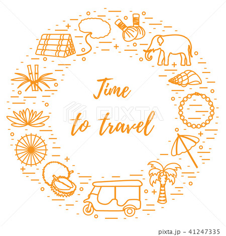 Vacation and travel elements arranged in a circle 41247335