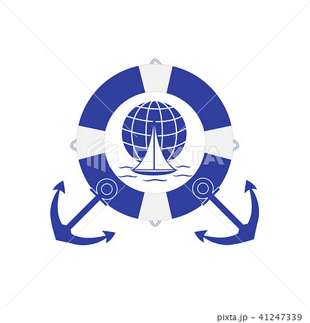 Stylized icon of a colored yacht, sailing over the Stylized icon of a colored yacht, sailing over the 41247339