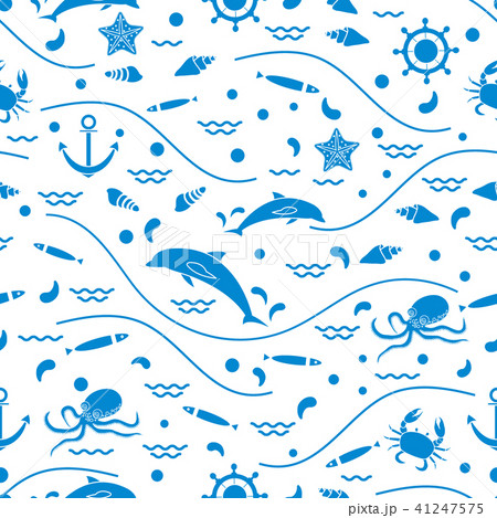 Cute seamless pattern with dolphins, octopus, Cute seamless pattern with dolphins, octopus, 41247575