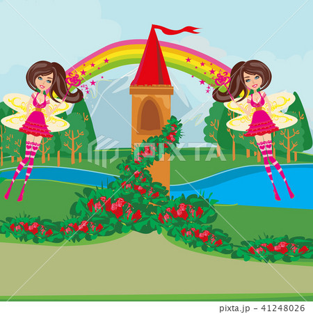 fairytale tower and beautiful fairies 41248026