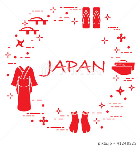 Traditional japanese clothing, shoes and shurikens 41248525