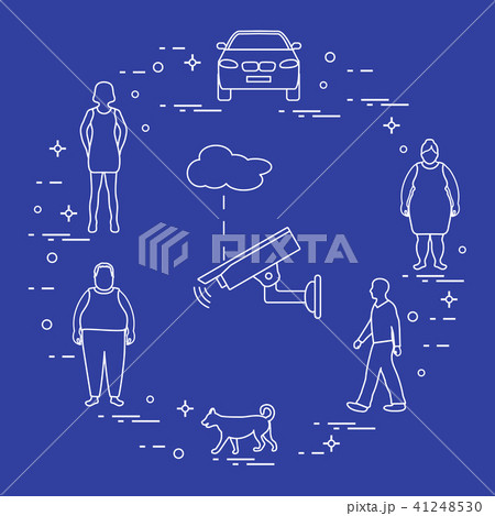 Security camera, dog, woman, girl, men, car 41248530