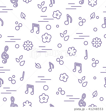 Seamless pattern of notes, flowers, leaves 41248553
