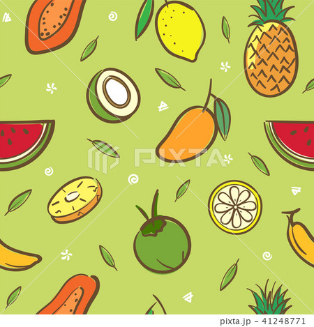 Mix tropical fruits seamless pattern background 41248771