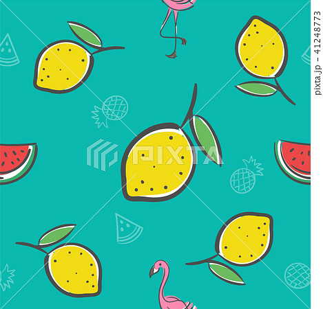 Lemon fruits seamless pattern background 41248773